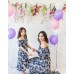 Комплект платьев Family Look для мамы и дочки Элегия М-244 синий цветочный