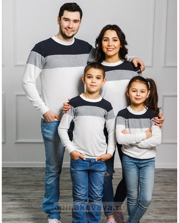 Комплект джемперов для всей семьи Трио М-2022 цвет белый
