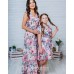 Комплект летних платьев Family Look для мамы и дочки Экзотика М-2082 розовый