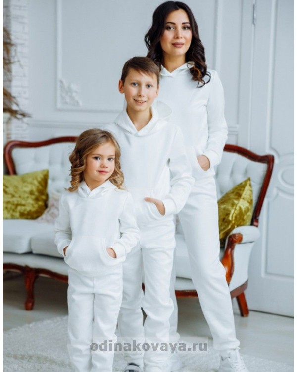 Комплект спортивных костюмов для  папы и сына  Люкс М-2160 белый