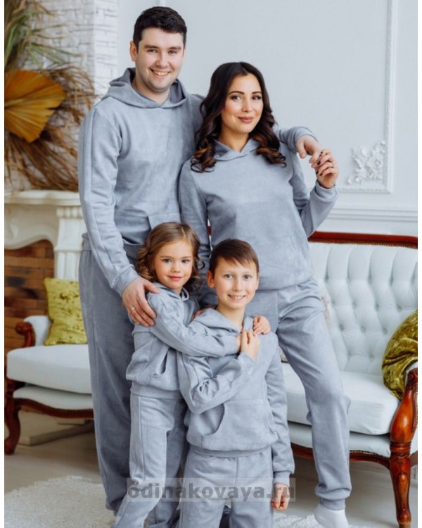 Комплект спортивных костюмов для всей семьи Люкс М-2160 серый