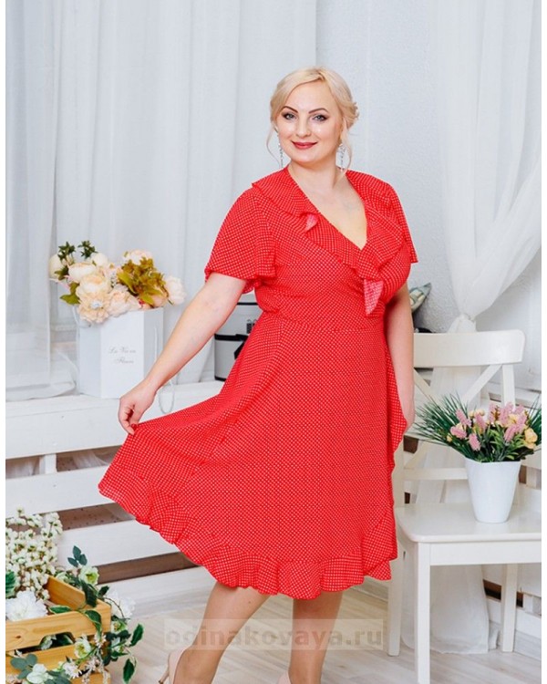 Платье с воланами Кармен М-2064 цвет красный