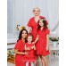 Комплект платьев с воланами Family Look для мамы и дочки Кармен М-2064 цвет красный