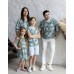 Комплект в стиле family look Карибы для папы и сына М-2189. зеленый