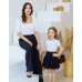 Комплект белых блузок в стиле Family Look для мамы и дочки Кармелита М-2187