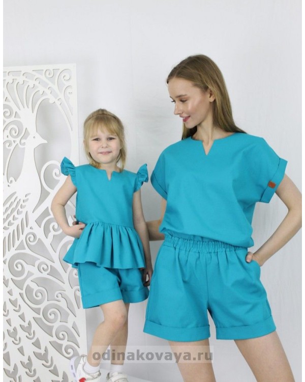 Костюмы с шортами для мамы и дочки, КМ2136