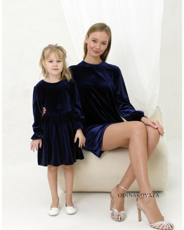 Красивые платья для мамы и дочки, КМ2116 (белый воротник и юбочка добавляются отдельно, в стоимость не входят)