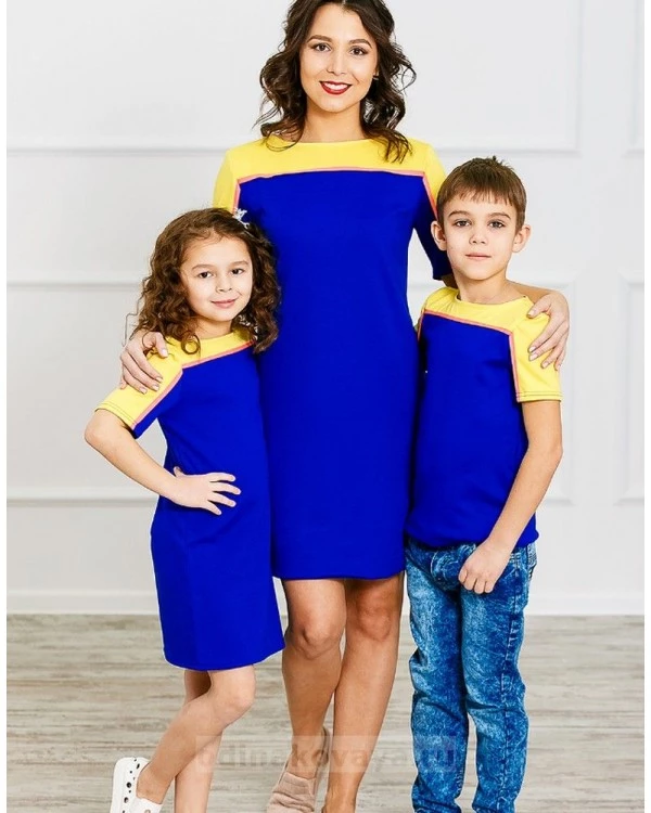 Комплект Family Look для мамы и сына Спорт М-275 цвет синий