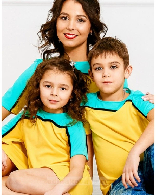 Комплект Family Look для мамы и сына Спорт М-275 цвет желтый