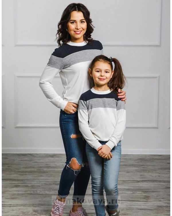 Комплект джемперов для мамы и дочки Трио М-2022 цвет белый