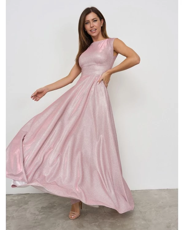 Вечернее платье с открытой спинкой Золушка М-2055 цвет розовый