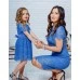 Комплект кружевных платьев для мамы и дочки Вивьен М-2131 синий