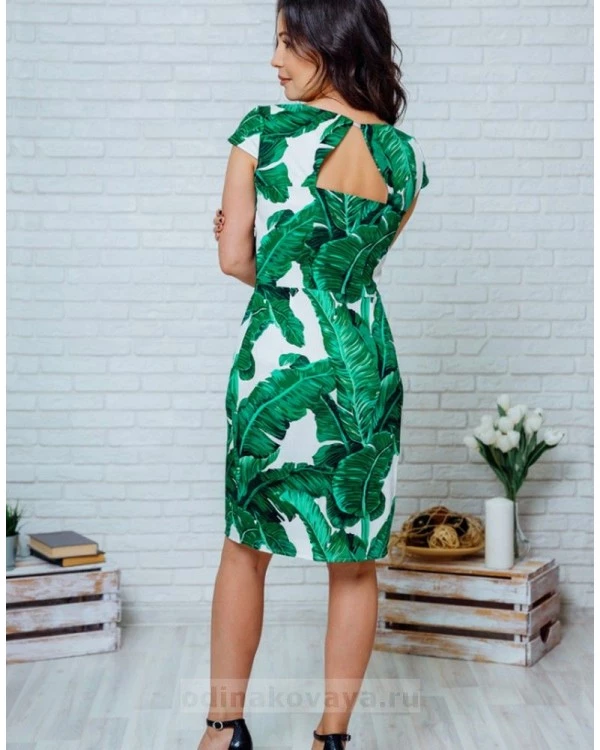 Комплект летних платьев в стиле Family Look для мамы и дочки Марсель М-2132 зеленый