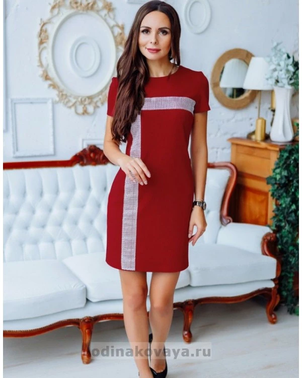 Комплект нарядных платьев в стиле Family Look для мамы и дочки Муза М-2150 бордовый