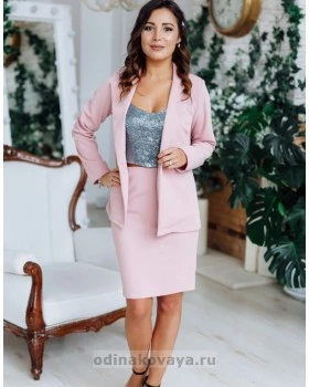 Комплект в стиле Family Look костюм для мамы и платье для дочки Меган М-2151 персиковый-foto3