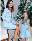 Комплект в стиле Family Look костюм для мамы и платье для дочки Меган М-2151 голубой