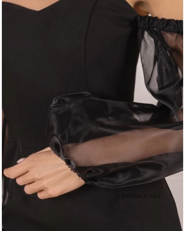 Платье футляр со съемными рукавами Мэрилин М-2203 черный
