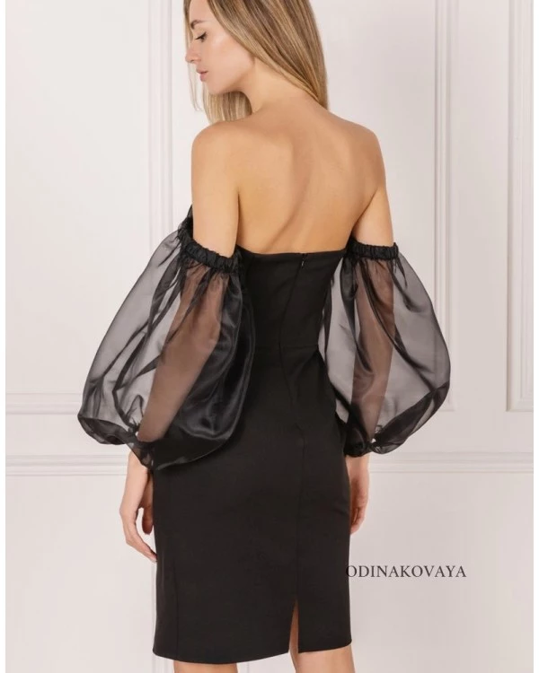 Платье футляр со съемными рукавами Мэрилин М-2203 черный
