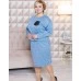 Трикотажный комплект из джемпера и юбки миди Меланж PLUS М-2103 Цвет::голубой