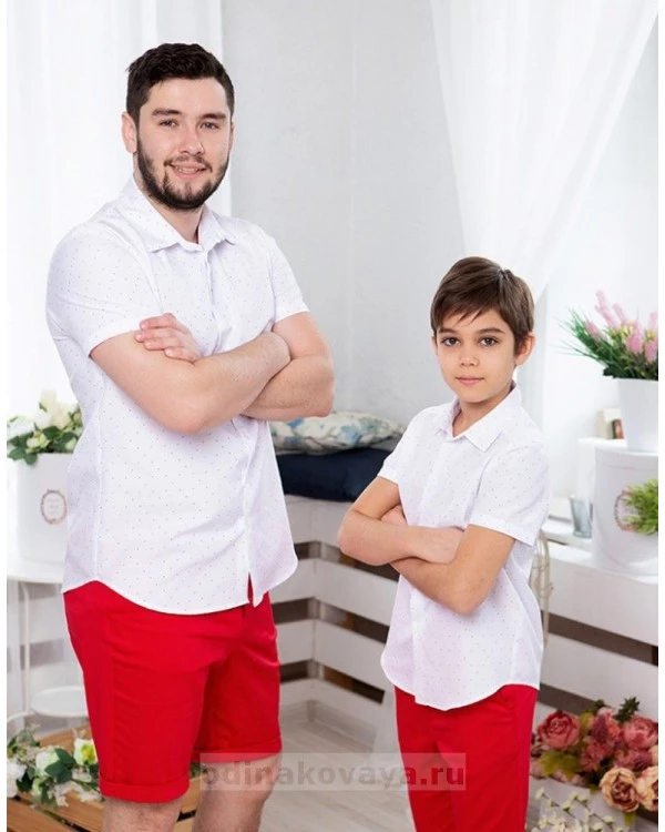 Одинаковые шорты для папы и сына М-2220 цвет красный