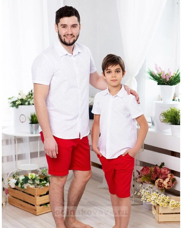 Одинаковые шорты для папы и сына М-2220 цвет красный