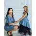 Праздничные платья для мамы и дочки блестящие с люрексом Белль М-2179 