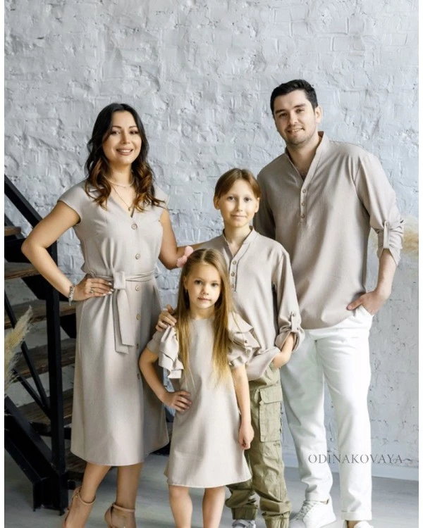 Комплект в стиле family look для всей семьи Сафари М-2190 песочный