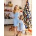Комплект вечерних нарядных платьев в одном стиле для мамы и дочки Мэрилин М-2203 голубой