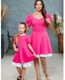 Платья для мамы и дочки Марта М-2209, ярко-розовый