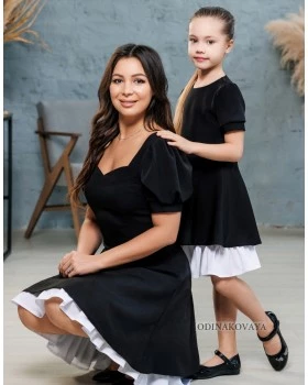 Платья для мамы и дочки Марта М-2209, черный