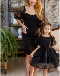 Вечерние нарядные платья для мамы и дочки Мэрилин М-2203 черный