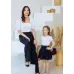 Комплект в стиле Family Look брюки для мамы и юбка для дочки Палаццо М-2186 черный