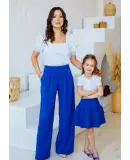 Комплект в стиле Family Look брюки для мамы и юбка для дочки Палаццо М-2186 василек