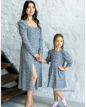 Платья в одном стиле для мамы и дочки Кэтти М-2192 серый