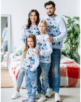Свитшоты в стиле family look для семьи Снегири (цена за 4 шт)