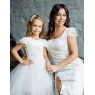 Комплект нарядных бархатных платьев для мамы и дочки Николь М-2201 белый