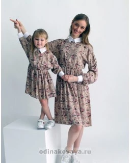 Платье из штапеля для мамы и дочки Family look, КМ2147