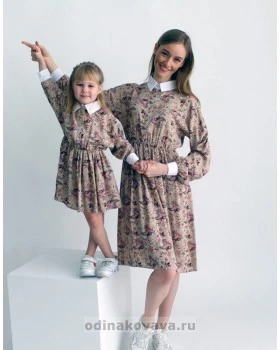 Платье из штапеля для мамы и дочки Family look, КМ2147