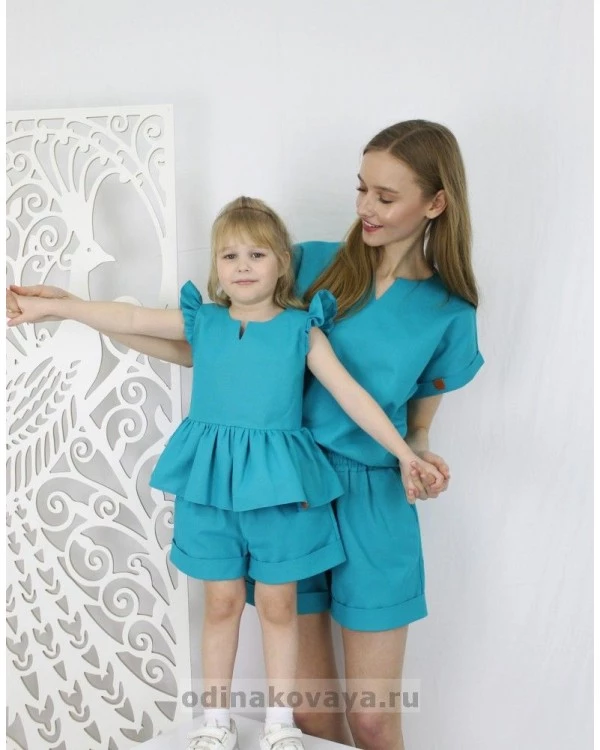 Костюмы с шортами для мамы и дочки, КМ2136