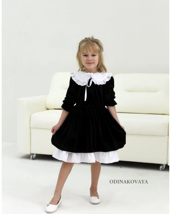 Стильные платья для мамы и дочки, КМ2115 (белый воротник и юбочка добавляются отдельно, в стоимость не входят)