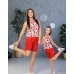 Комплект в стиле family look шорты и топ для мамы и дочки Вишенки М-2219