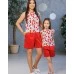 Комплект в стиле family look шорты и топ для мамы и дочки Вишенки М-2219