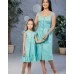 Комплект платьев в стиле family look для мамы и дочки Прованс М-2220 морская волна