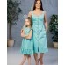 Комплект платьев в стиле family look для мамы и дочки Прованс М-2220 морская волна
