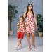Комплект в стиле family look женское платье и шорты с топом для девочки Вишенки М-2219